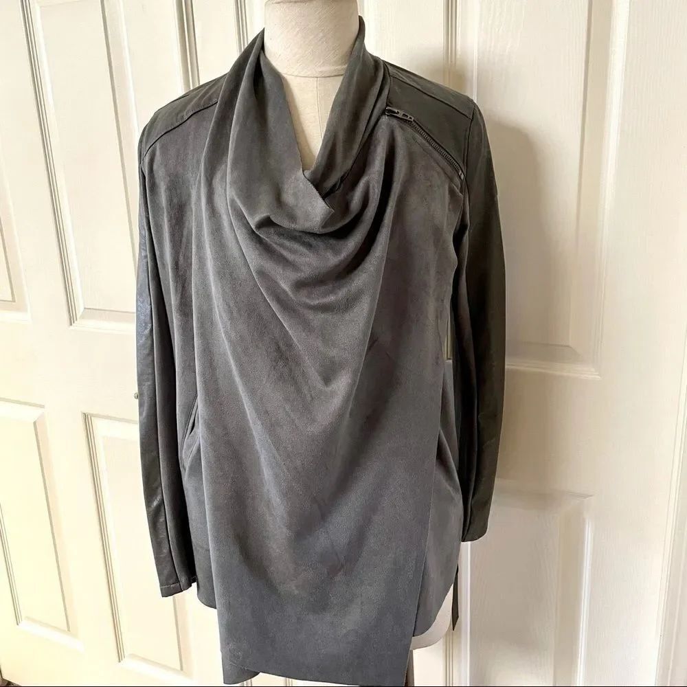 Anthro Blank NYC grey draped velour jacket